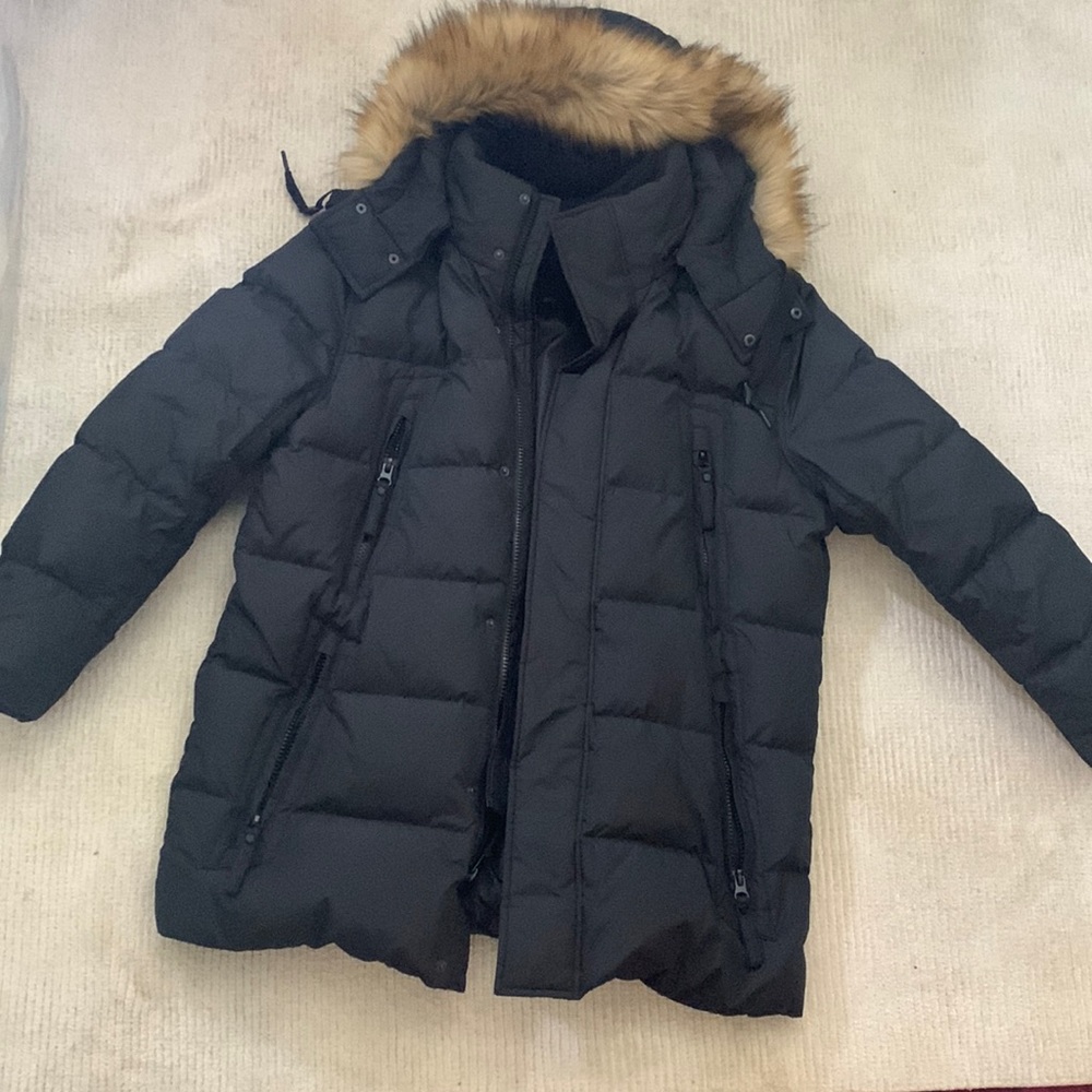 Men’s Down Parka Faux Fur-Trim Hood Andrew Marc